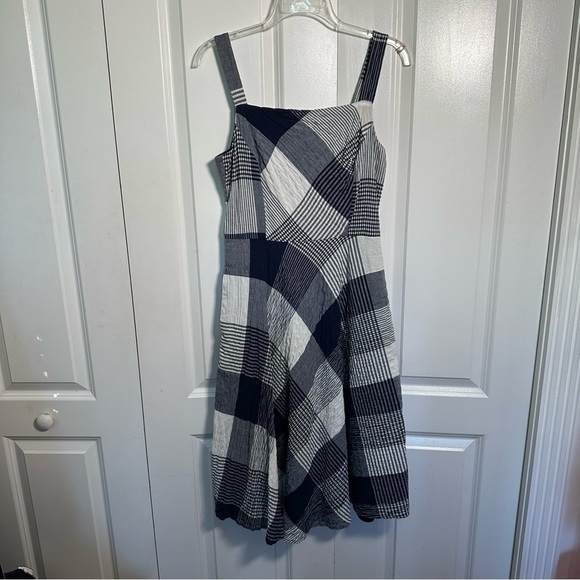 Just...Taylor dark blue and white cotton plaid, lined midi dress, size 6 - Picture 1 of 10